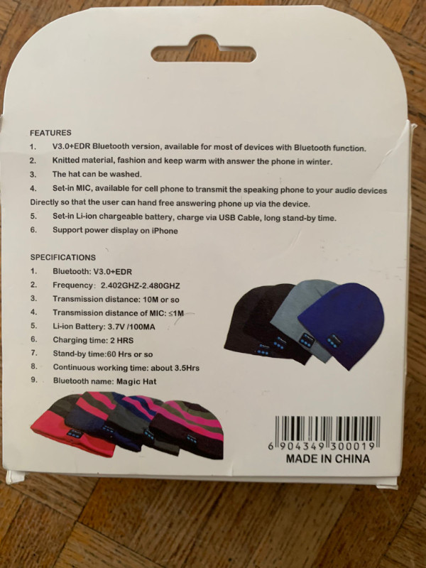 Bluetooth Music Hat with microphone in General Electronics in Oakville / Halton Region