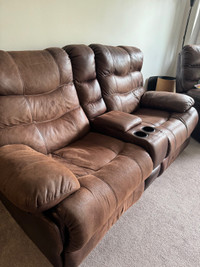 Reclining love seat couch and chair