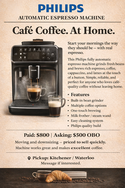 Philips Automatic Espresso Machine – Paid $800 Asking $500, View more