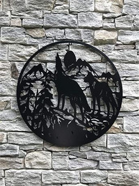 Earth's Vibe® | Wolf Pack | 24 inch Metal Wall Art - Black