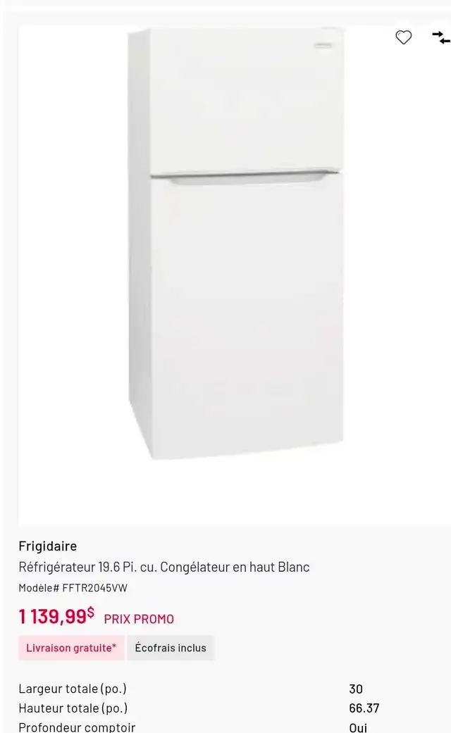 Frigidaire Réfrigérateur in Refrigerators in Québec City - Image 2