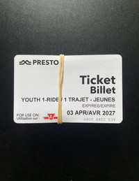 50 Youth 1-Ride TTC tickets