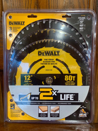 DeWalt 12" Pack of 3 Blades - 1-80 Tooth and 2-40 Tooth