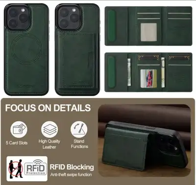 Dark green leather phone 12/13, View more