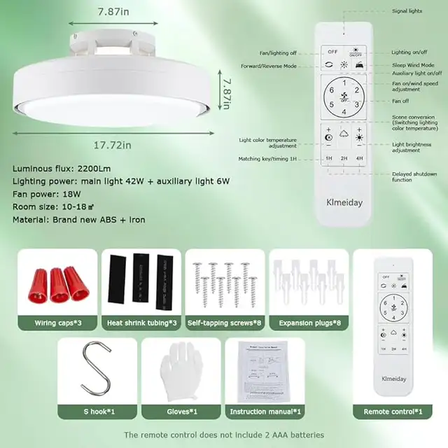 Modern Bladeless Ceiling Fan with Light & Remote, DC Motor, 6 Sp in Indoor Lighting & Fans in Mississauga / Peel Region - Image 11