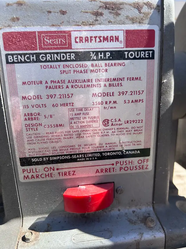 Craftsman Bench Grinder482653474705254401