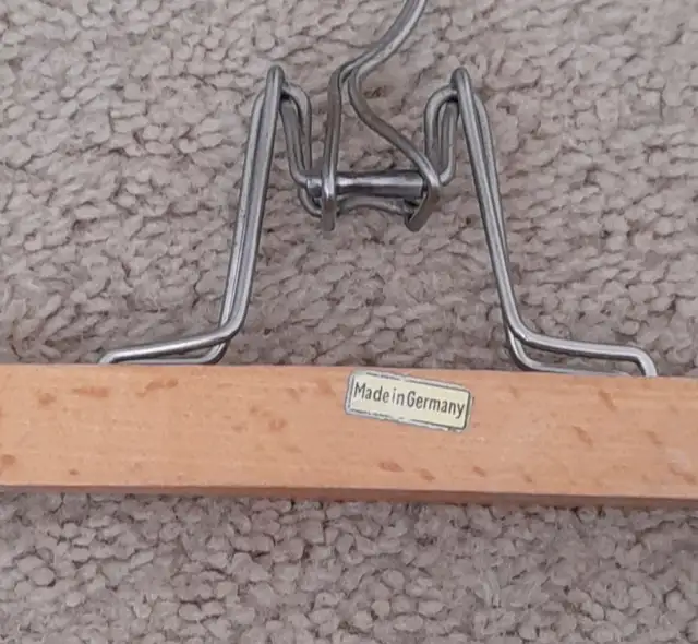 Made in Germany Vintage Set of 5 WOODEN and METAL HANGERS63234578856065123
