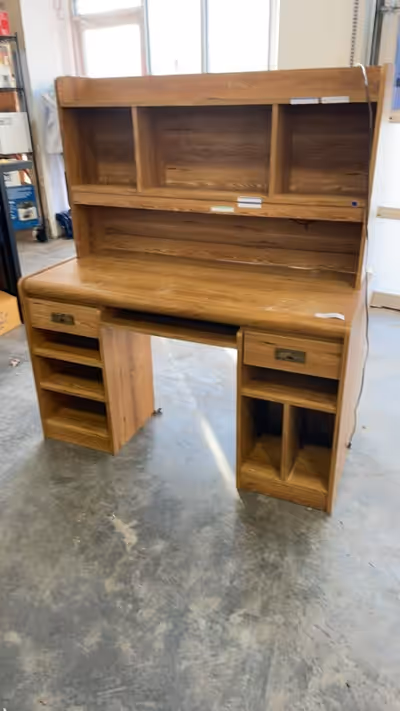 DESK WITH HUTCH BY PALLISER. This desk is in really nice condition a few surface scratches nothing s...