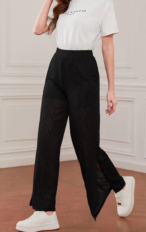 Pantalon ample moitié Transparent Taille haute fendu NEUF dans Femmes - Pantalons et shorts  à Longueuil/Rive Sud - Image 3