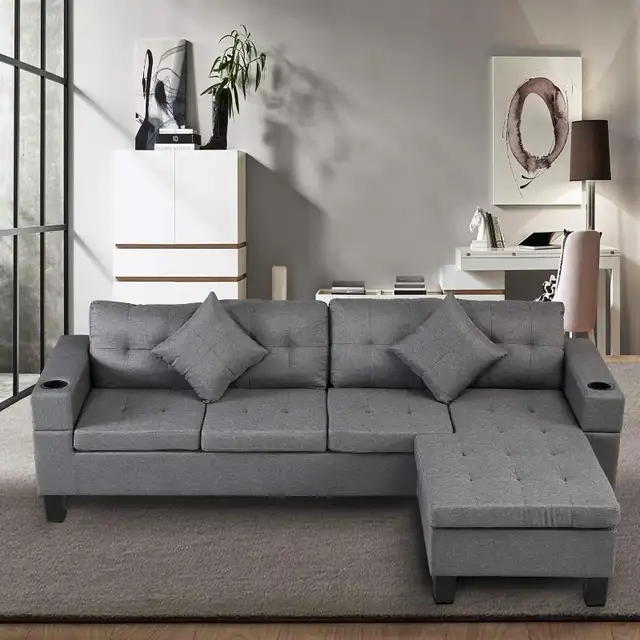 Urgent Sale Luxe Comfort Cup Holder Sectional Sofa Relaxation in Couches & Futons in Kingston - Image 5