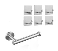 NEW-Wall mounted (stainless steel) tissue holder & 6 wall hooks