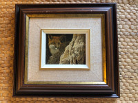 MCM Fox Print In Wood Frame With Linen Matte