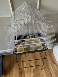 CAGE POUR OISEAU BLANCHE ET UN TRANSPORTEUR