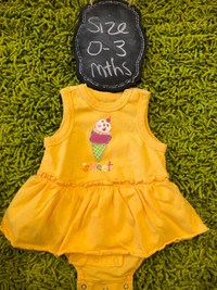 Cute yellow ice cream cotton baby tank dress - 0-3 mths