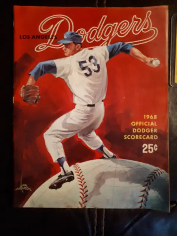 LA Dodgers 1968 program vs SF + Dodgers vs Phillies ticket stub65048397157250121