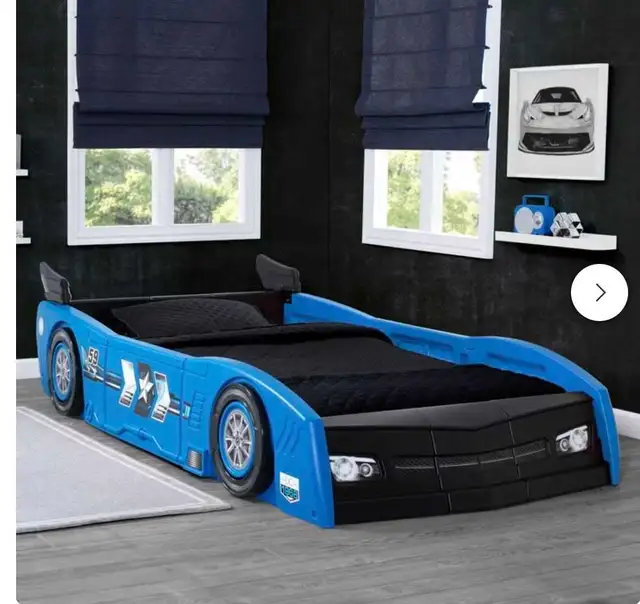 Car beds for toddler and twin size mattress - boys bedroom