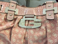 WOW! *GUESS*VINTAGE*Purse~Pink fabric/Croc RETAIL $158+tx