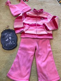 Girls Pink Fleece 3 piece set for the fall winter - NWT - 24 MTH