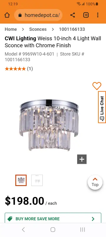 CWI Lighting Weiss 10" 4 light wall Sconce.  Chrome.  New in box, View more