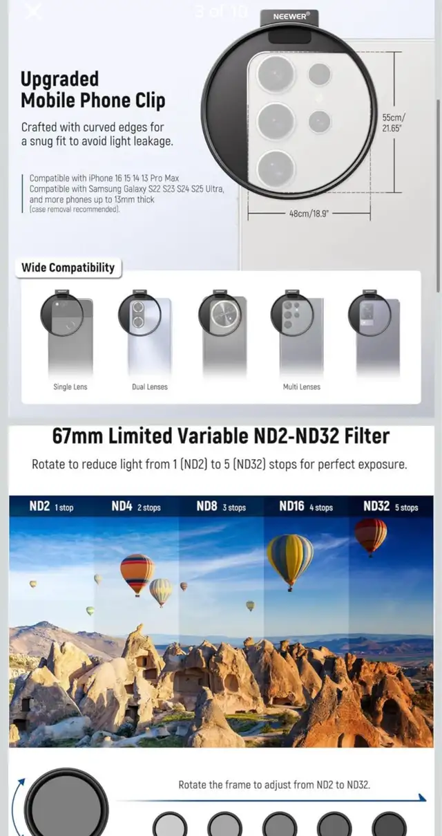NEEWER Clip On Phone Filter Kit, 67mm Multicoated in Cameras & Camcorders in Oshawa / Durham Region - Image 4