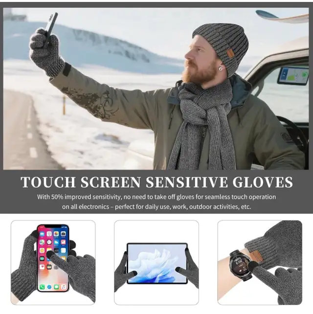 Honnesserry Winter Knit Scarf, Beanie & Touchscreen Gloves Set in Other in Oshawa / Durham Region - Image 5