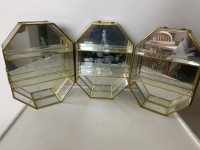 Vintage Brass & Etched Glass Curio Cabinets 