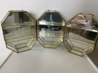 Vintage Brass & Etched Glass Curio Cabinets 