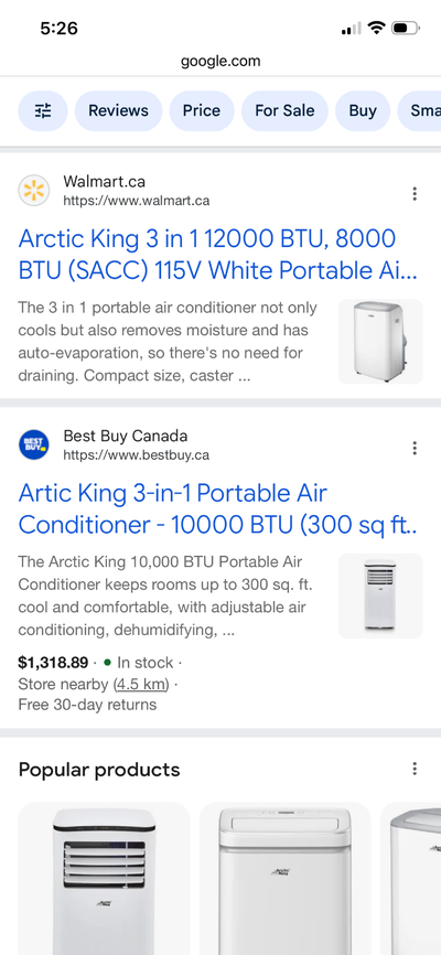 Arctic King portable air conditioner, a 3-in-1 unit, View more