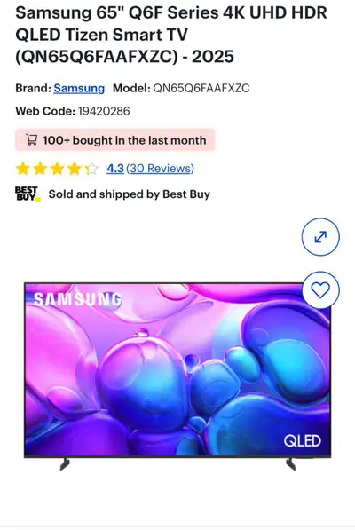 Samsung 65" QLED 4K TV, View more