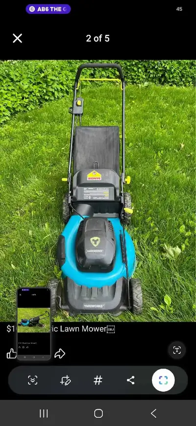 This pre-owned Yardworks electric lawn mower is a reliable and efficient choice for keeping your gra...