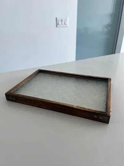 Wooden Decorative Tray with Glass Insert, View more