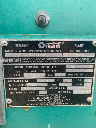 55KW Onan generator trailer model. three phase gas engine can be converted to natural gas or propane...
