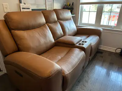 Genuine Leather Power Reclining Loveseat 79", View more