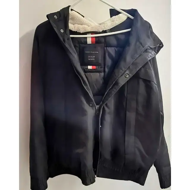 Tommy Hilfiger Men's Hooded Bomber Jacket - Navy Blue - Size XXL