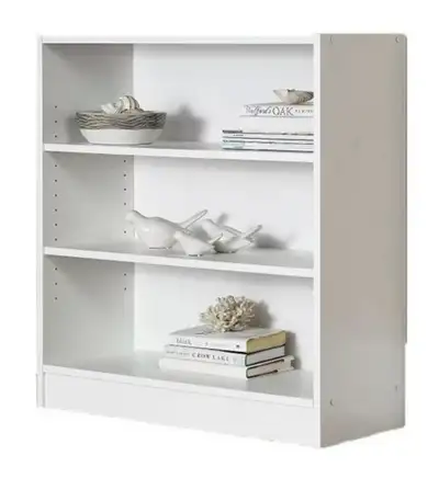 New wooden white bookcase with adjustable shelving 24.8" W x 11.65" D x 31.65" H