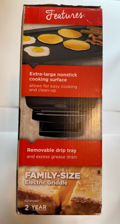 Black & Decker Family Size Electric Griddle NEW - in Original Box and Packaging Non-Stick Cooking Su...
