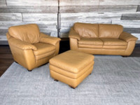 Top Grain Italian Leather Sofa, Chair and Ottoman