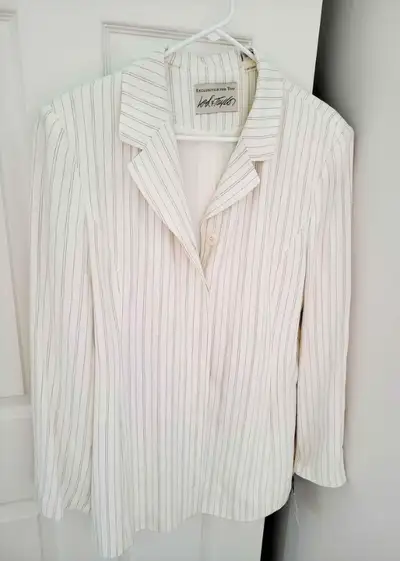 New w Tags - Lord & Taylor White Striped Jacket Blazer Rayon Size 16 Extra Large XL. Plus Size jacke...