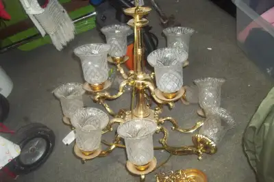 Solid BRASS chanmdelier and Vintage Italian Chandelier, View more