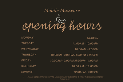 MOBILE MASSEUSE - NEW HOURS, View more