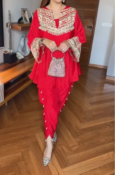 Designer 2 piece Indo Western set with Tulip Pants, View more