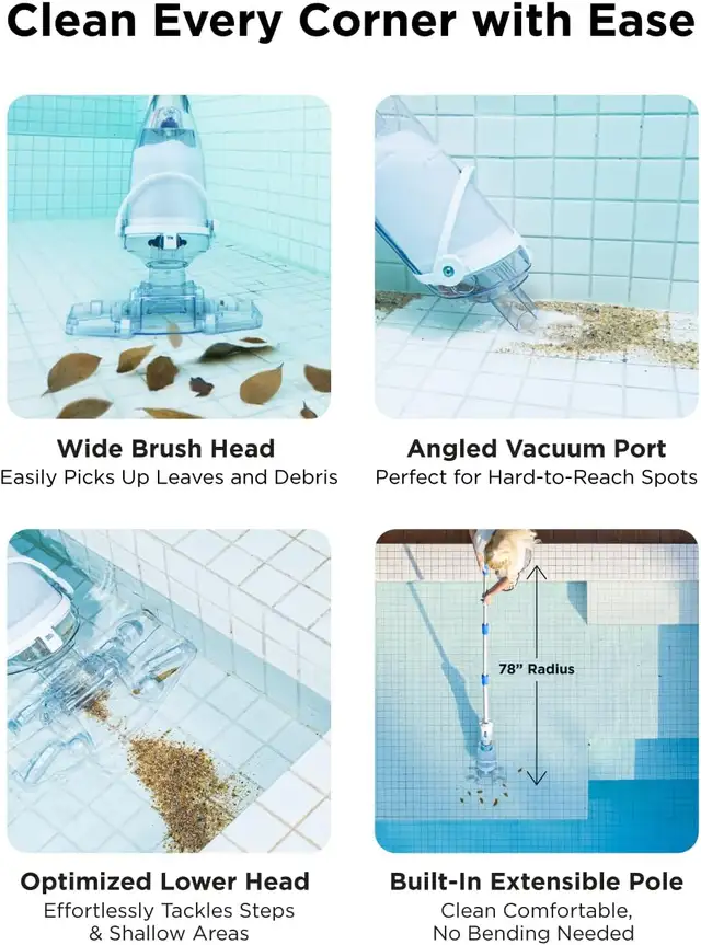 InoKraft Cordless Pool Vacuum Cleaner, Rechargeable, Handheld Po63838169147651123