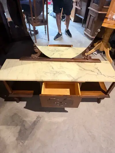 Free delivery used Antique Vanity Table with Mirror, View more