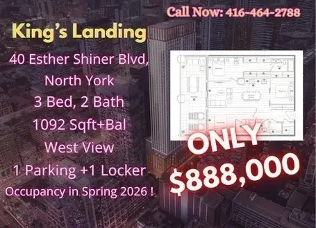 Final Unit! 3B2B  Luxury Balcony parking in North York