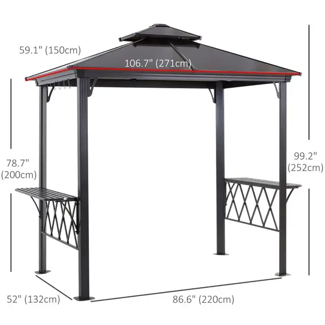 Outdoor Hardtop Grill Gazebo Cooking BBQ Canopy w/ 6 Hooks for U in BBQs & Outdoor Cooking in Markham / York Region - Image 5