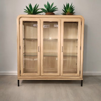 Modern Solid Wood and Glass Cabinet with Light / Bookcase