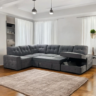 Sale On New Sectional Sofa Bed With RHF Storage Chaise Grey, View more