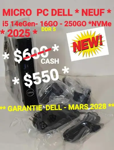 MICRO PC DELL * NEUF * 2026- RYZEN 5 8500 GE -16GO- 256GO, View more
