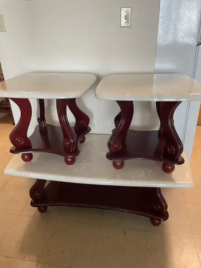 White real  Marble coffee table set., View more