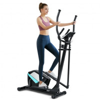 Gymax Magnetic Elliptical Machine Cross Trainer With Display Pul